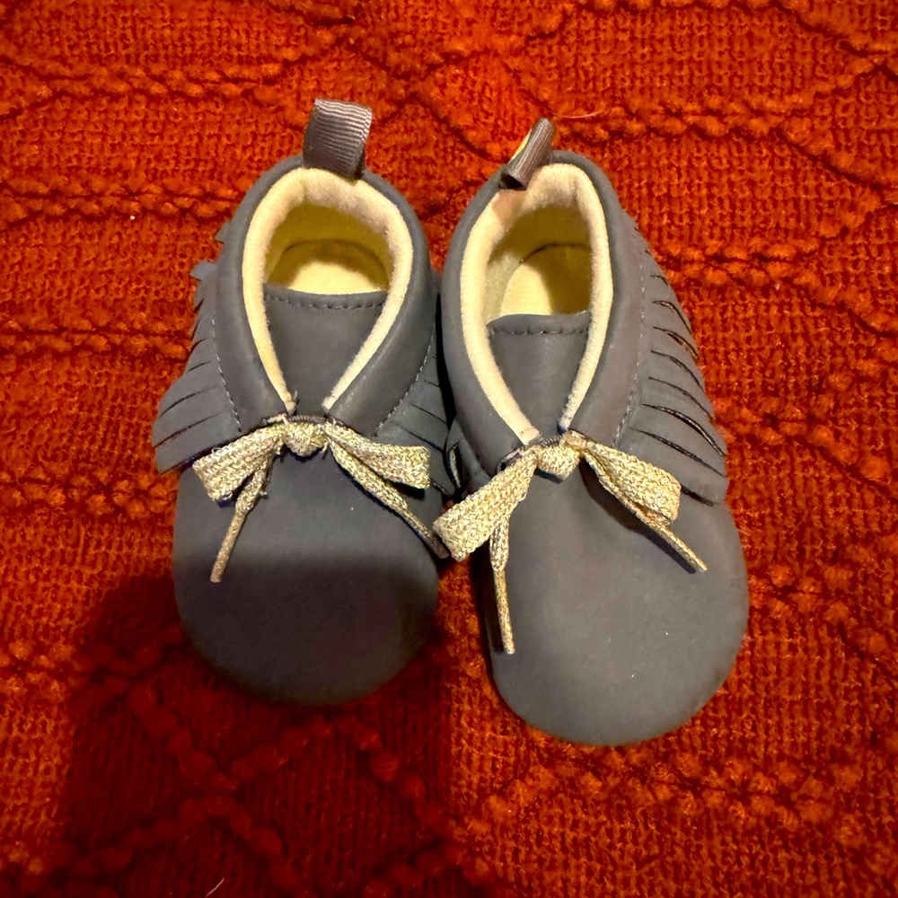 First Steps Baby moccasins, 9-12m, Dark Gray